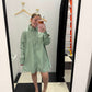 Faux Leather Button Down Dress - Green