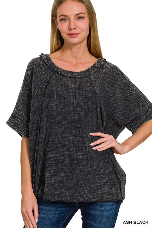 WASHED DOUBLE GAUZE TOP