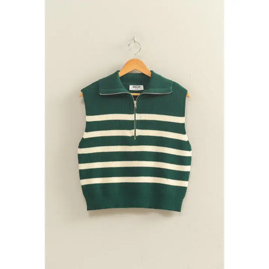MILLER STRIPED HALF ZIP SWEATER