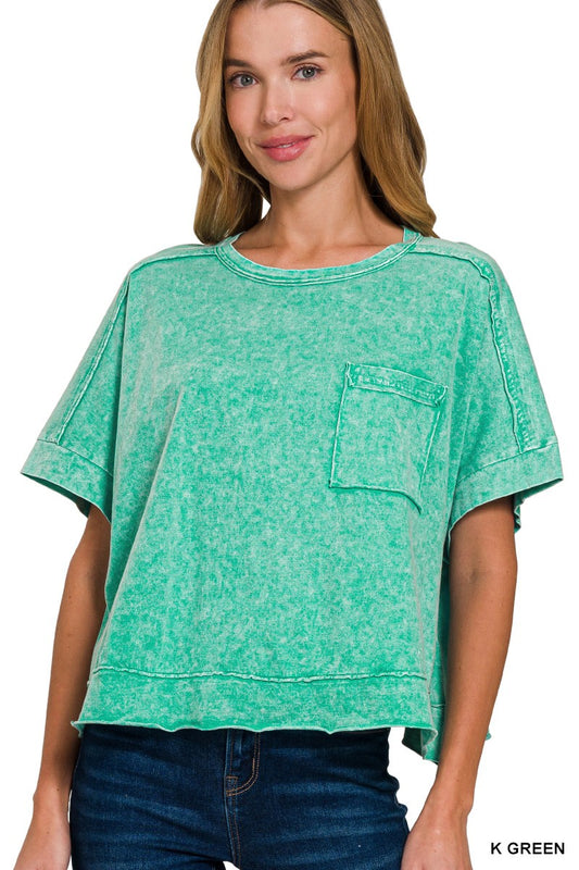 Halo Snow Washed Oversized Crop Tee