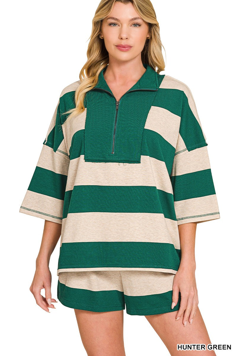 BEX STRIPED SHORTS - GREEN