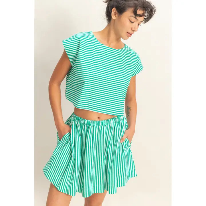 PIPPA STRIPED TOP - GREEN