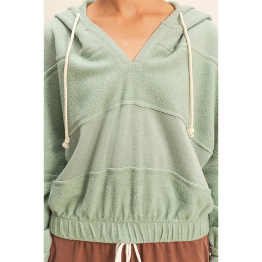 STEVIE CONTRASTING HOODIE - GREEN