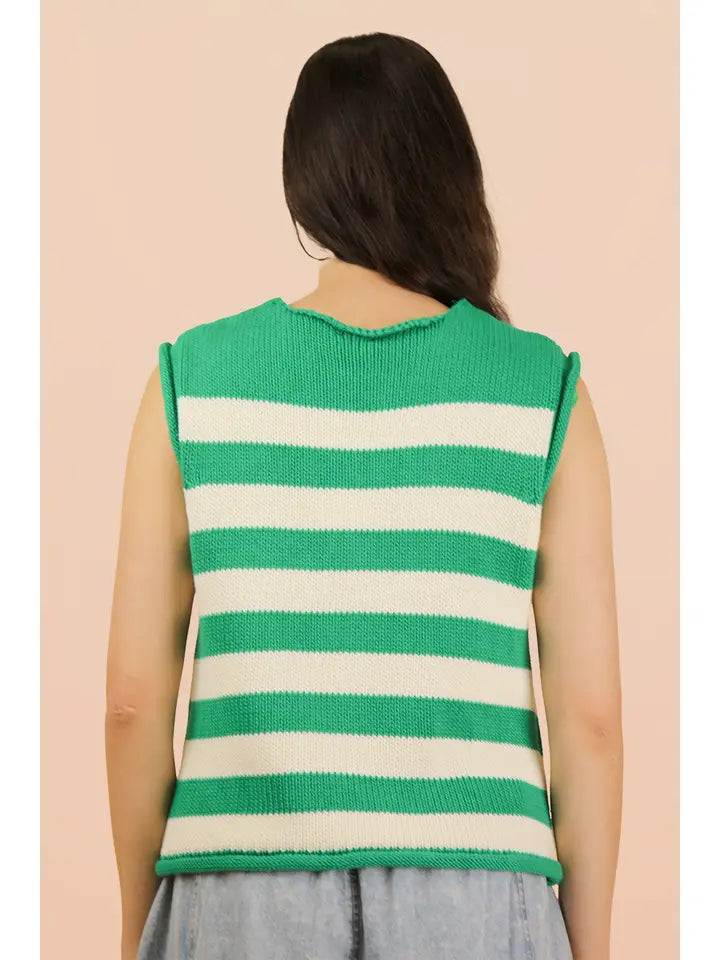 IN A DAZE STRIPED TOP - KELLY GREEN