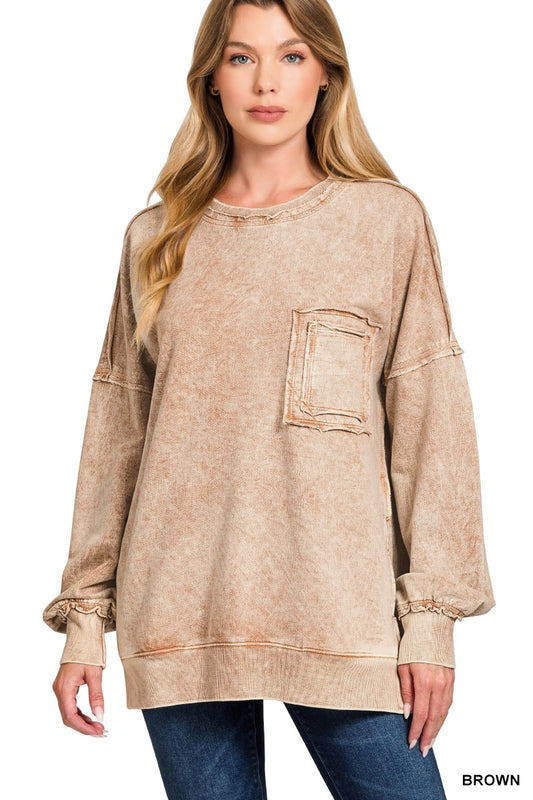 HALO WASHED EXPOSED SEAM SWEATSHIRT