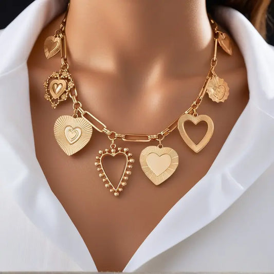 CHUNKY MULTI HEART NECKLACE