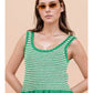 RUFFLE HEM STRIPE TOP - KELLY GREEN