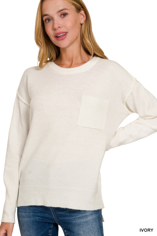 MELANGE HI-LOW SWEATER TOP