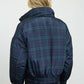 Plaid Mock Neck Puffer Jacket - Hunter Green