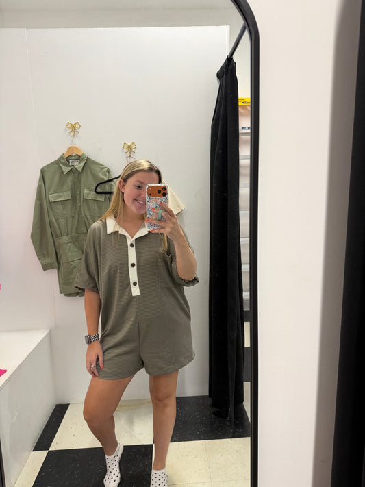 Check Pattern Oversized Romper