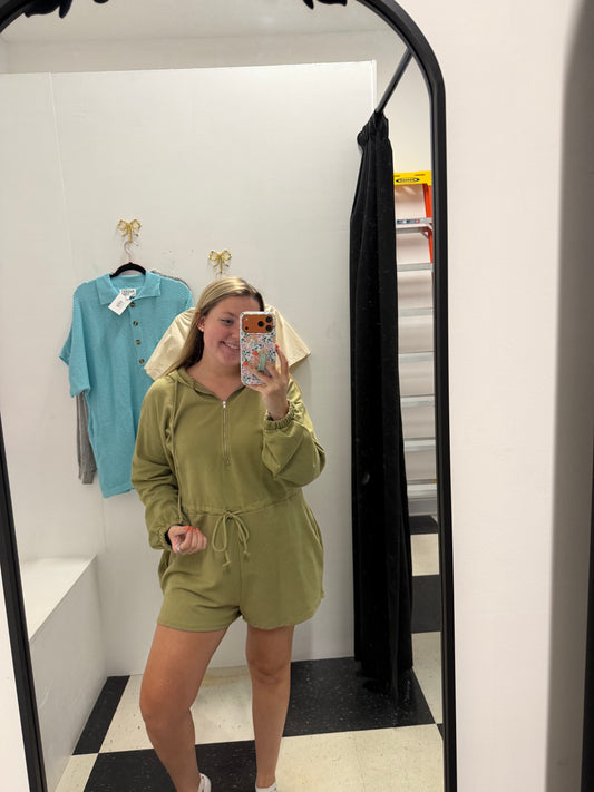 Solid Hoodie Romper