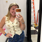 Western Print Button Down Denim Vest