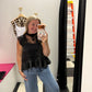 Satin Mock Neck Lace Peplum Top