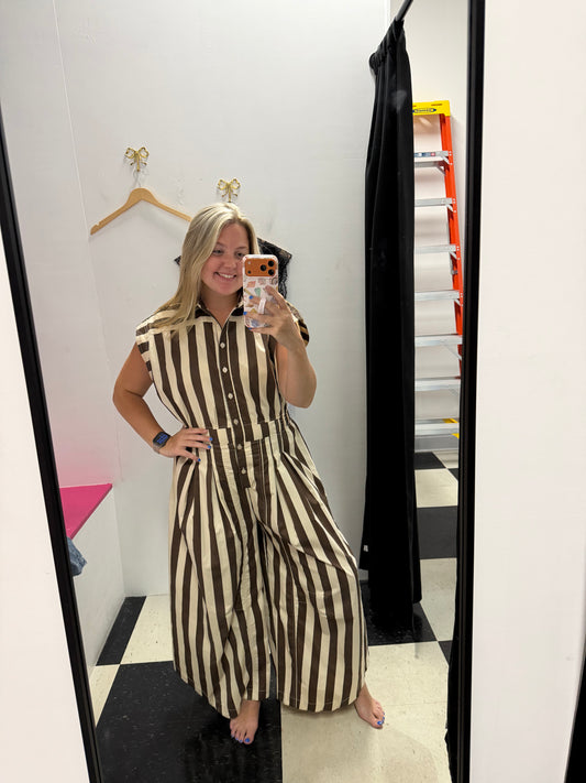 Be Her Wide Leg Striped Jumpsuit