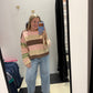 fall season multicolor sweater - pink