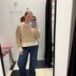 contrast trim stripe knit sweater - taupe