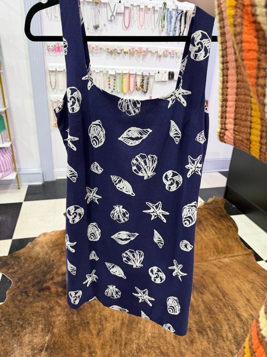 Nautical Motif Linen Mini Dress