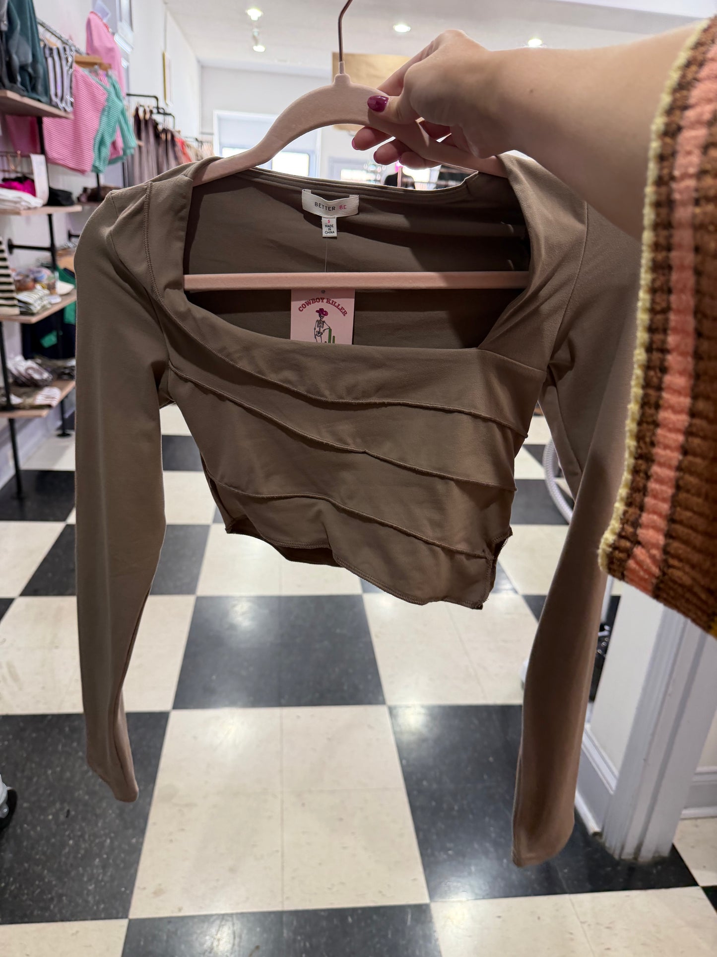 Asymmetrical Workout Top - Mocha