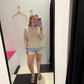 Striped Boxy Long Sleeve Knit Top - Khaki Multi