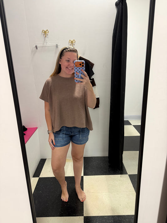 cotton slub oversized tee - brown