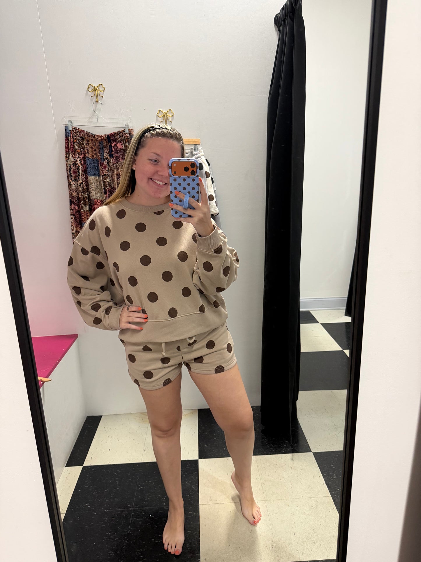 alix polka dot shorts - ash mocha/brown