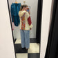knit and print mixed hoodie top