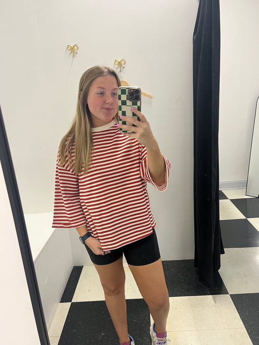 Gina Striped Bowknot Top