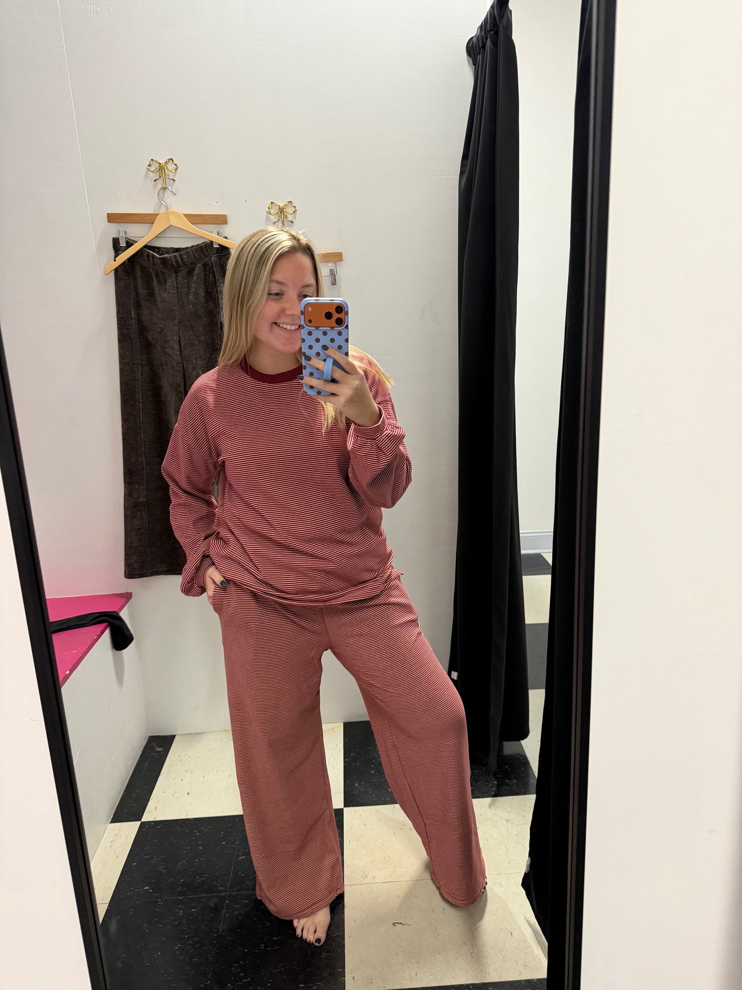 That's Just Me Striped Top - Dark Red/Tan