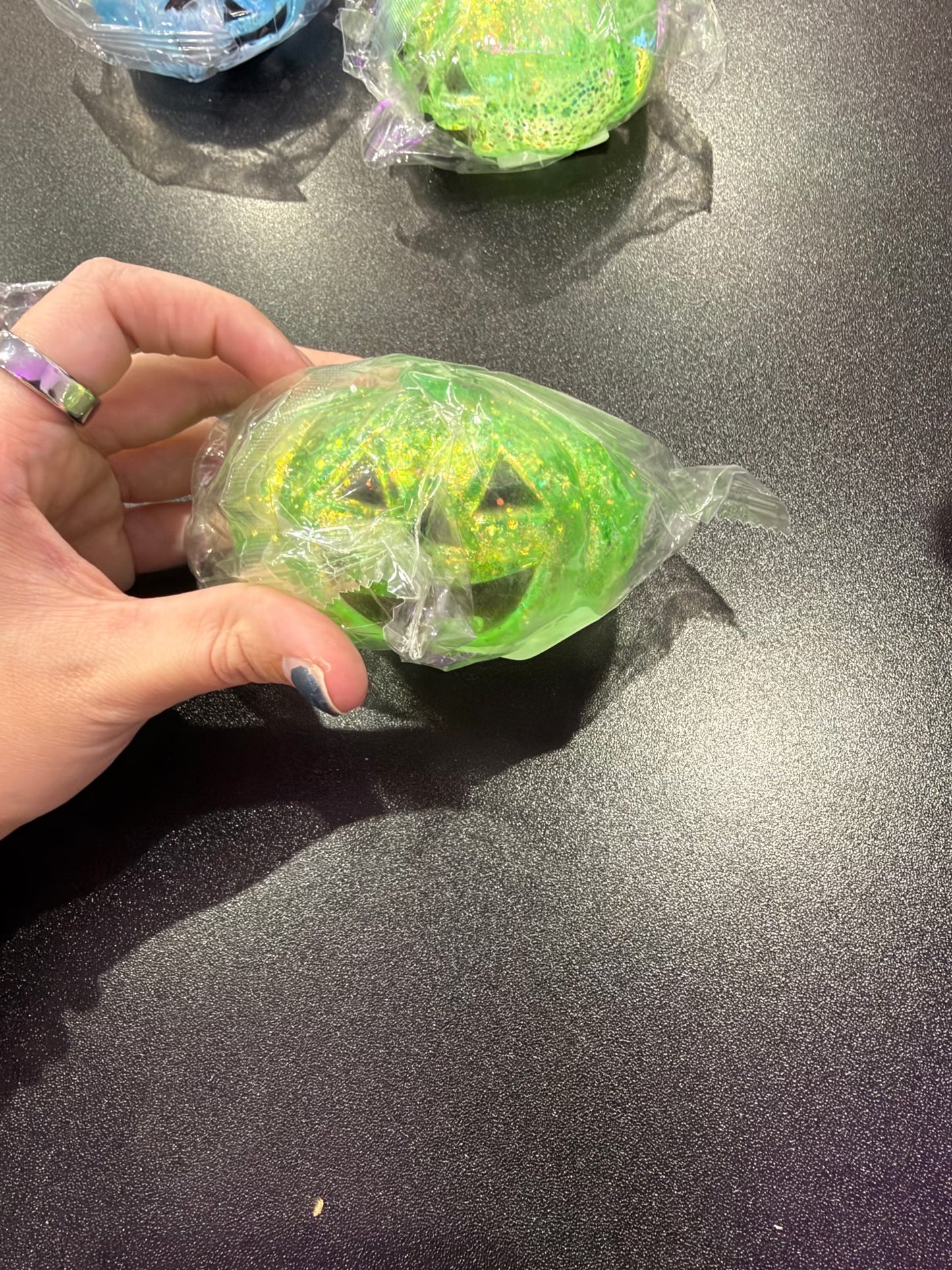 PUMPKIN GLITTER SQUISHY - GREEN - FINAL SALE