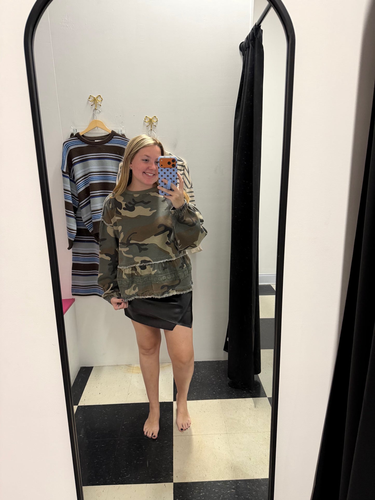 Camo Ruffle Tier Top