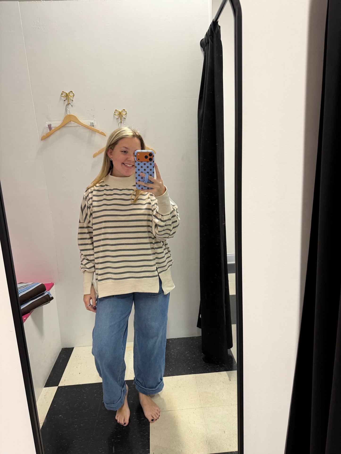 Striped Mocneck Sweatshirt