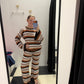 retro striped knit pants - mocha