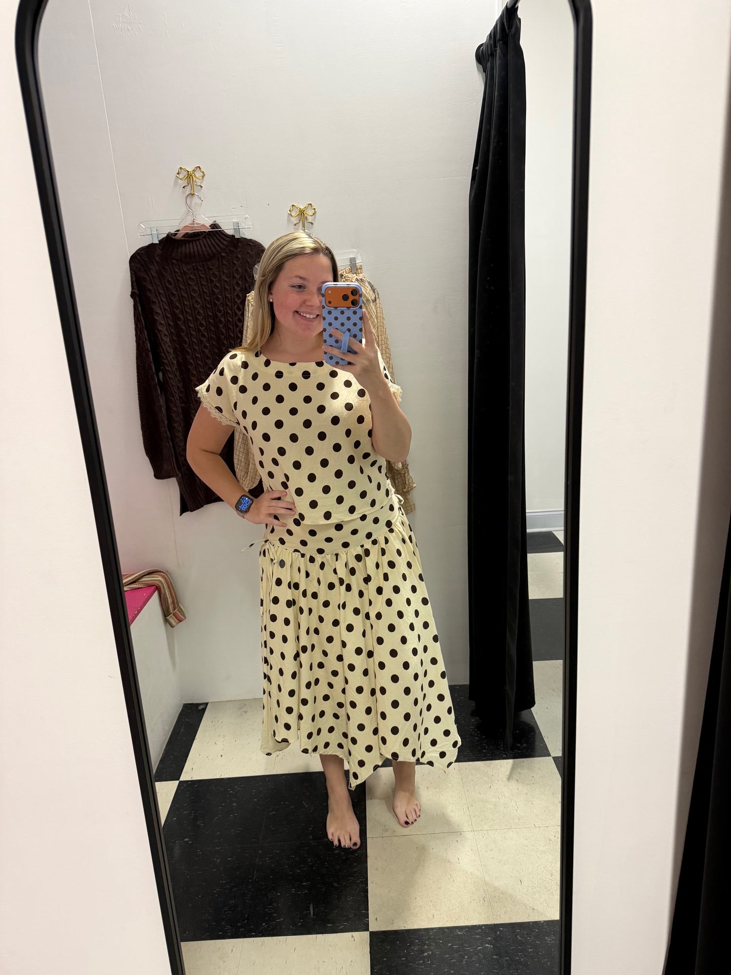 Polka Dot Lace Trim Boxy Top