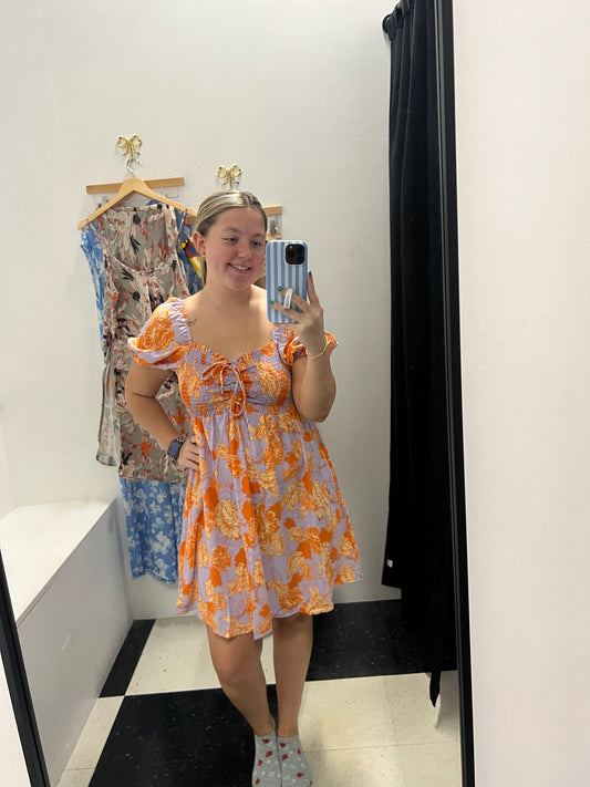 Sweetheart Neck Smocked Mini Dress