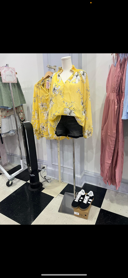 Floral Semi-Sheer Blouse