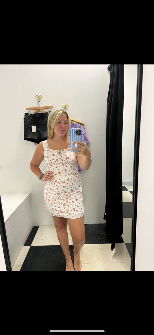 Floral Square Neck Mini Dress