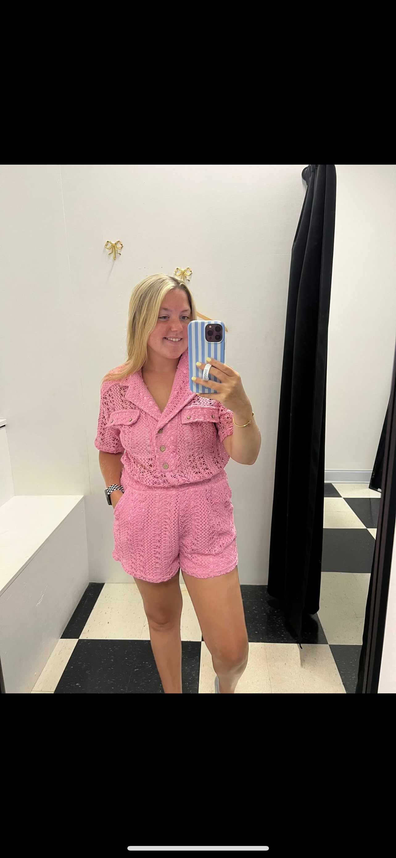 Crochet Button Down Romper