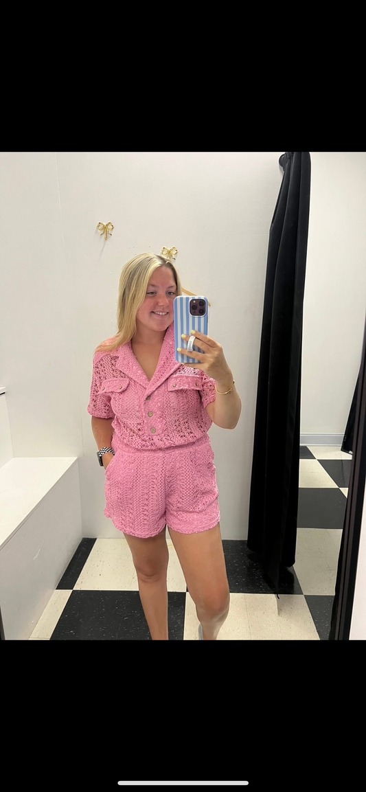 Crochet Button Down Romper