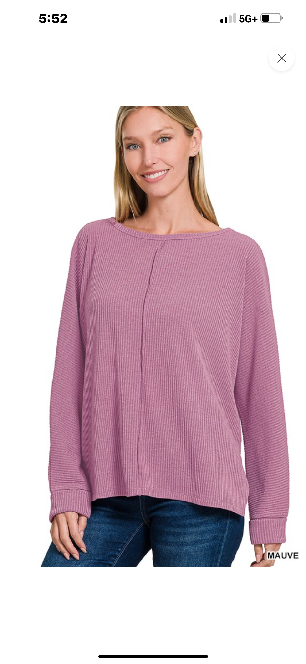 Ribbed Center Seam Top