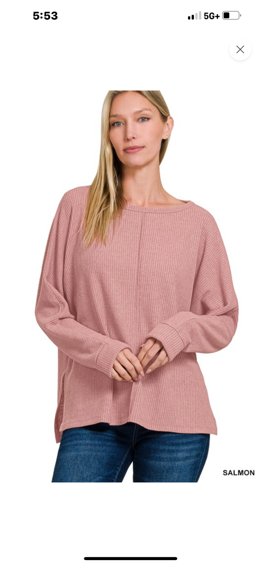 Ribbed Center Seam Top
