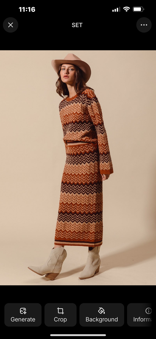 MULTI COLOR CHEVRON STRIPED SKIRT