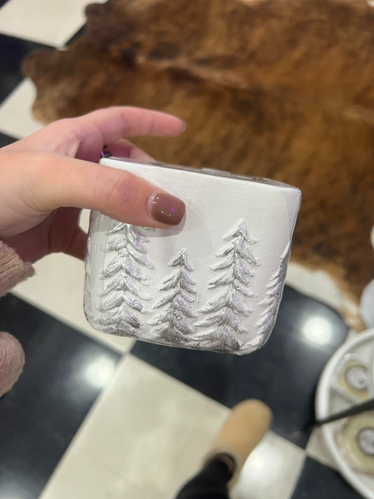 Swan Creek Candles - White Tree Small Pot - Silver Spruce & Cedar Tips