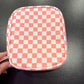 Checkered Cosmetic Travel Bag - Pink