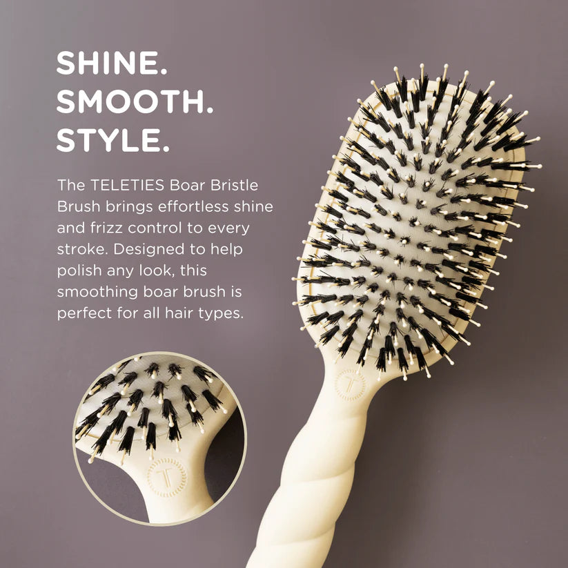 Teleties - Boar Bristle Hair Brush - Tan
