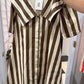 OVERSIZED COLLAR STRIPED MINI DRESS - BROWN