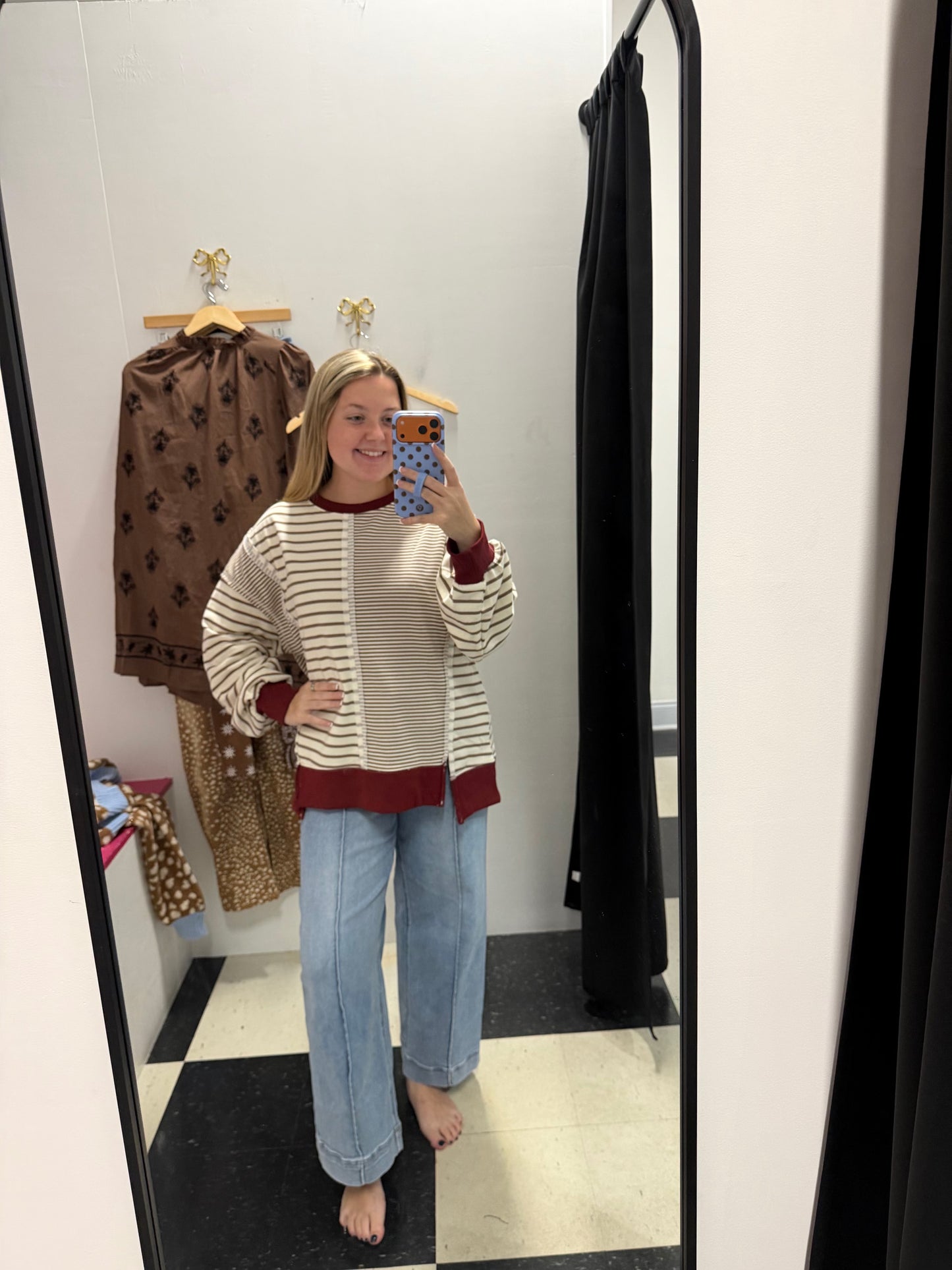 Nikki Mixed Stripe Contrast Top