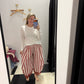 Wine Stripe Lace Hem Pants