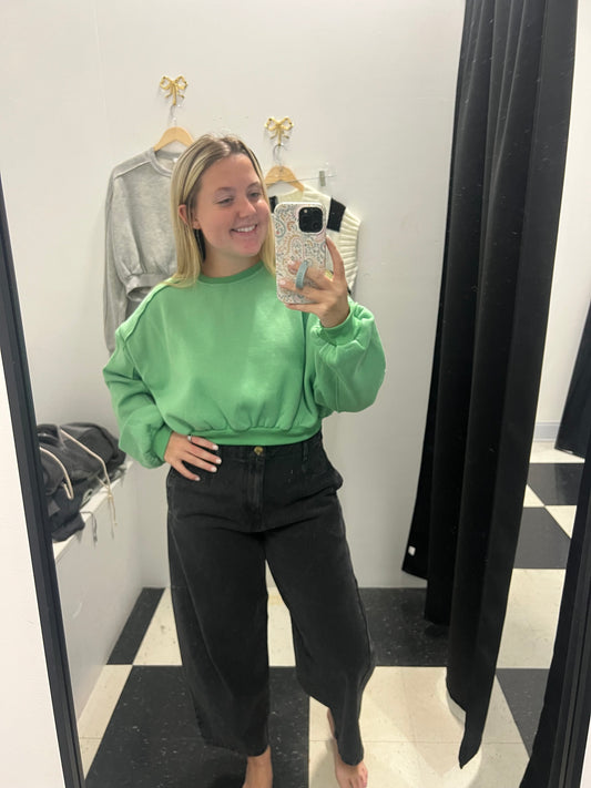 ARCHIE CROPPED SWEATSHIRT - GREEN
