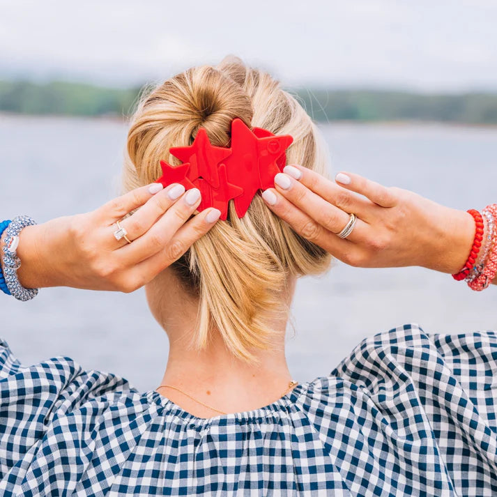 TELETIES - SHOOTING STAR FLAT HAIR CLIP - RED - LARGE