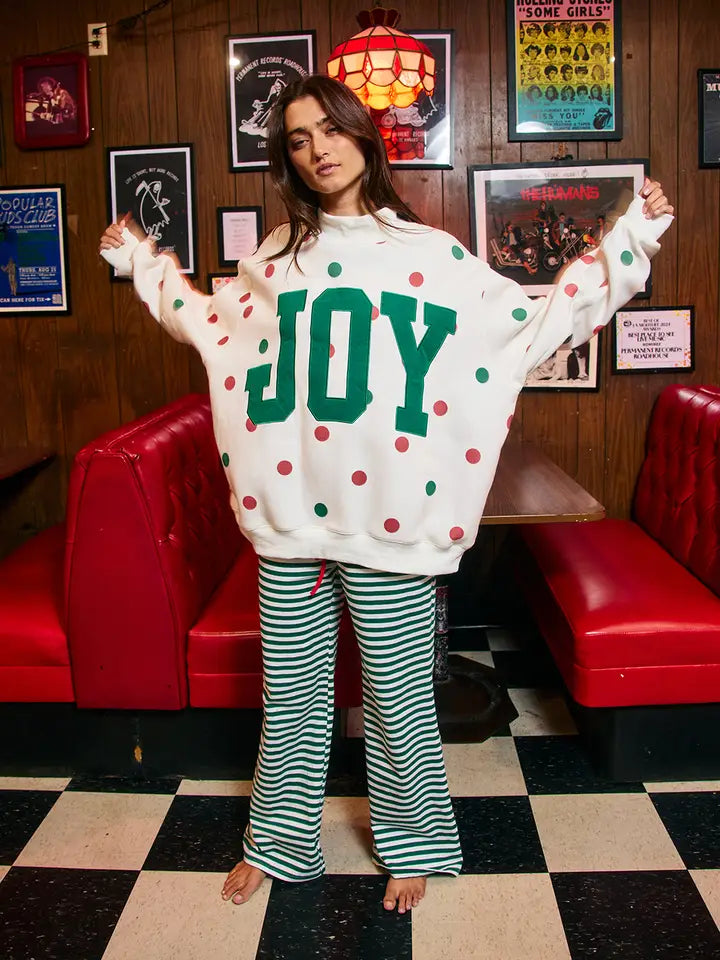 JOY POLKA DOT APPLIQUE MOCKNECK - FINAL SALE